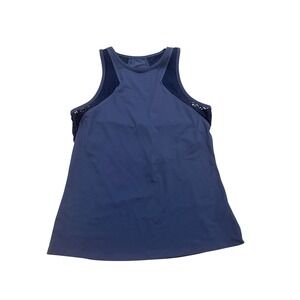 Fabletics Womens Navy Blue Mesh Panel Active Tank Top built in bra